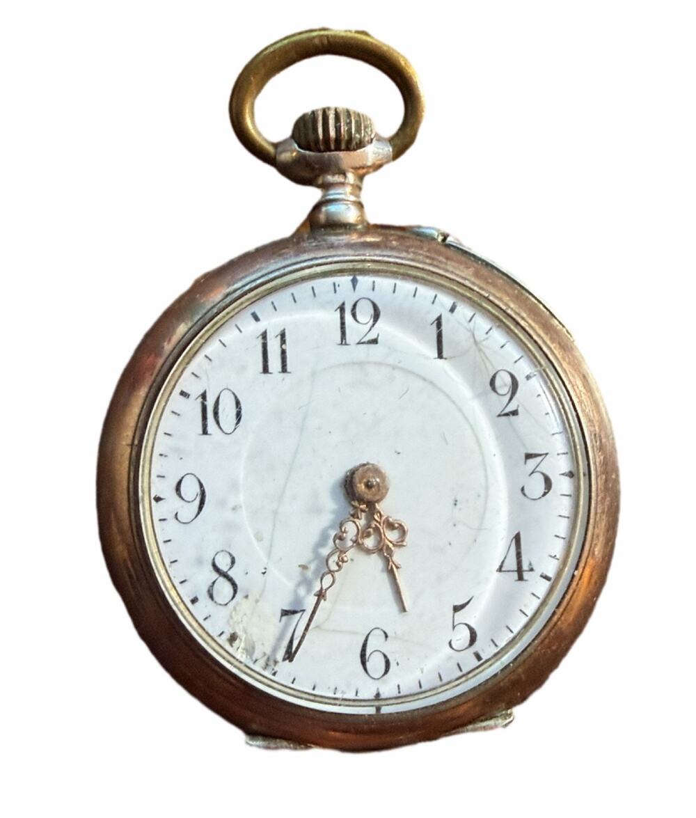 Remontoir Cylindre 10 Rubis Pocket Watch .800 Silver Case As Is Not Running